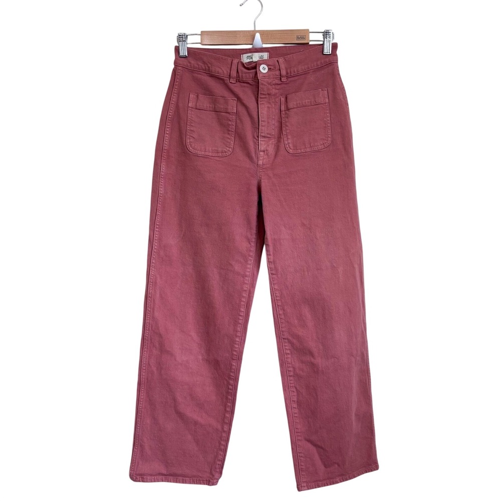 Madewell Womens Emmett Wide Leg Patch Pocket Crop Pants 26 (27X27) Clay Utility